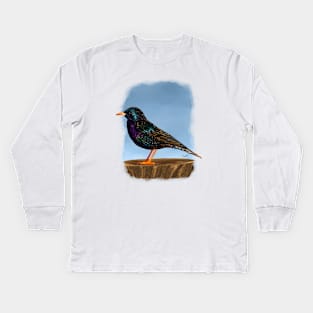 European Starling Kids Long Sleeve T-Shirt